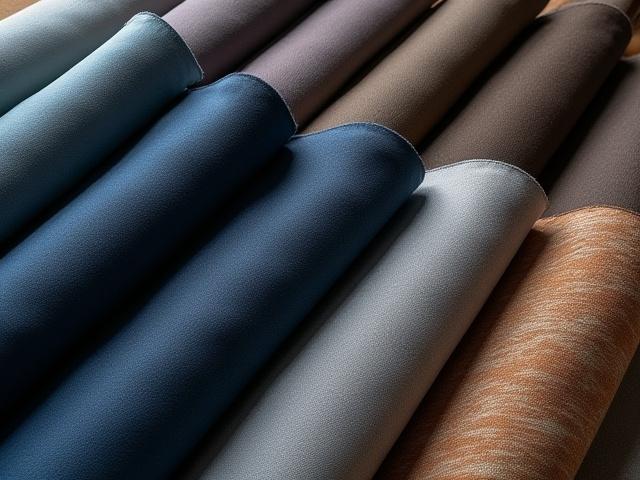 Rouleaux de tissus luxueux de différentes couleurs et textures